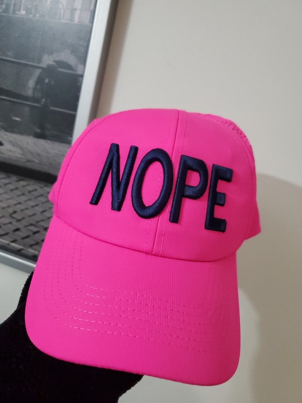 Hot Pink 'NOPE' Embroidered Baseball Cap